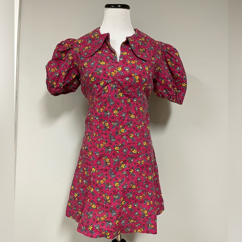 Vintage Pink A-Line Puff Sleeve Sundress - Picture 1 of 5